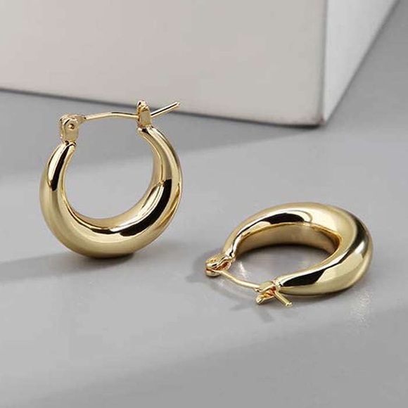 Jewelry - New Gold Vermeil Sterling Silver Hoop Earrings